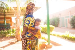 This mom spent some time walking around the hospital grounds, comforting her youngest child as her oldest child received surgery.